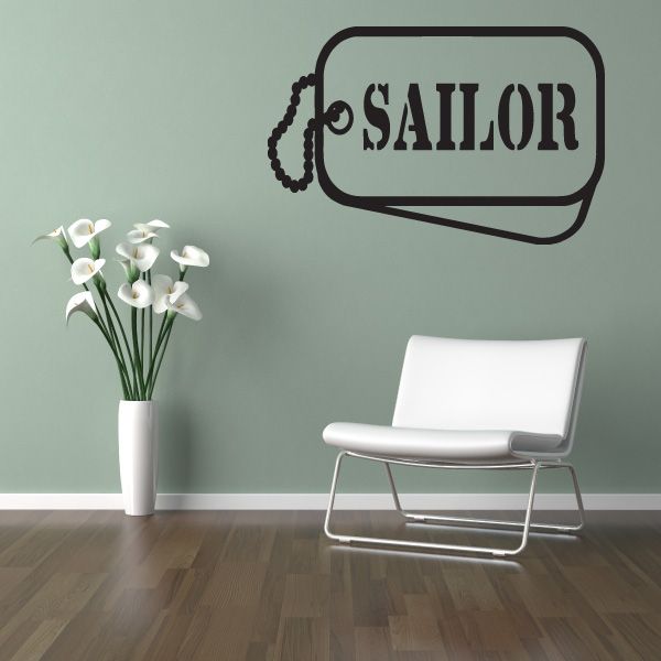 Sailor dog tag decal with anchor chain and bold "SAILOR" lettering