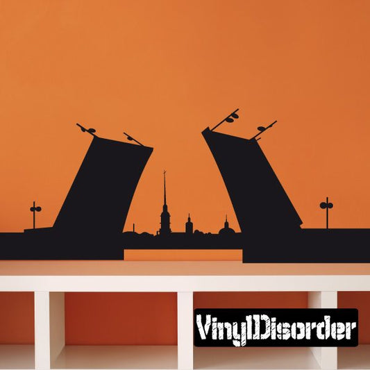 Black skyline wall decal with Saint Petersburg domes and central spire