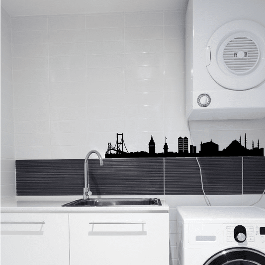 Black San Francisco skyline wall decal strip with building silhouettes