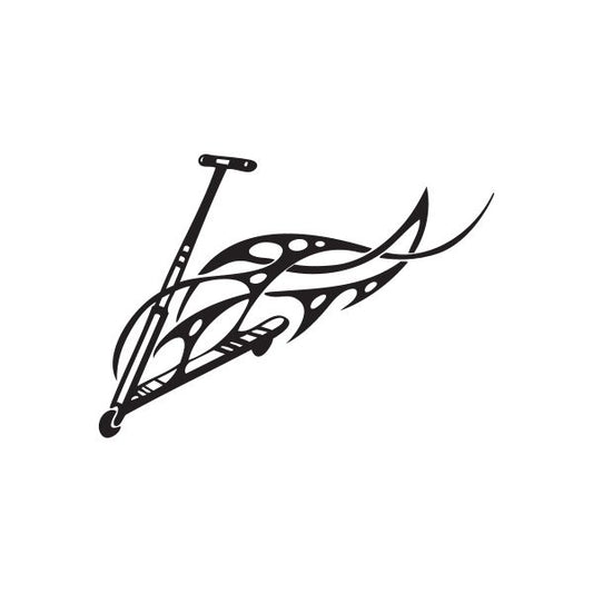 Flames scooter decal graphic with black outlines and white flame shapes