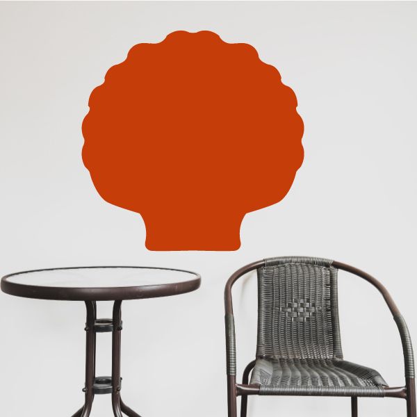 Orange seashell vinyl wall decal with scalloped edges