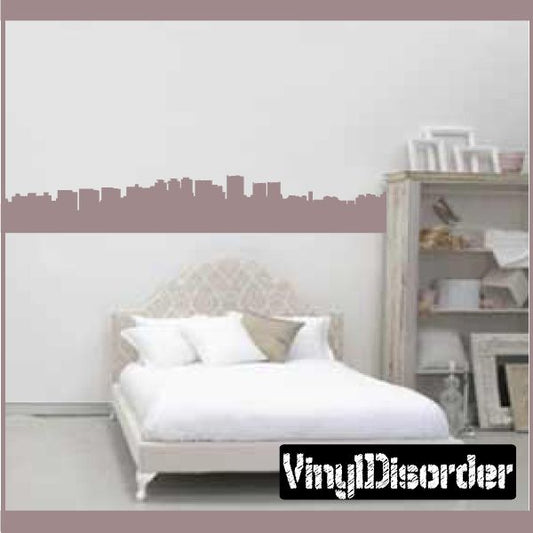Seoul skyline wall decal with skyline silhouette in muted brown tones