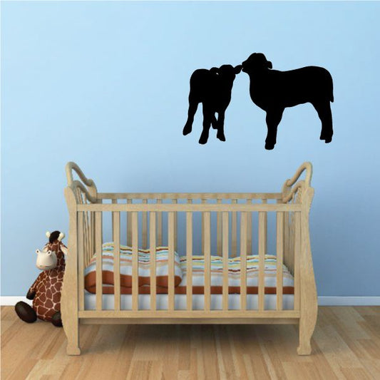 Sheep family wall decal with three black sheep silhouettes