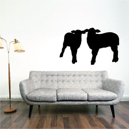 Two black sheep silhouette staring wall decal
