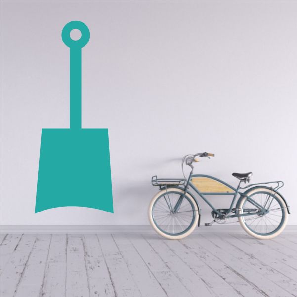 Teal vinyl shovel wall decal with spade and handle