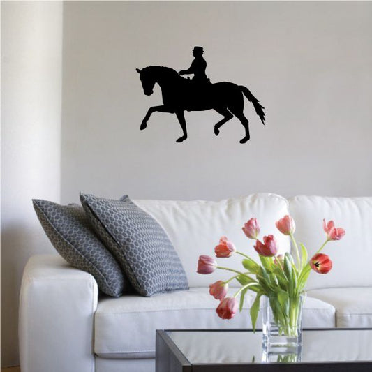 Black horse and rider silhouette wall decal