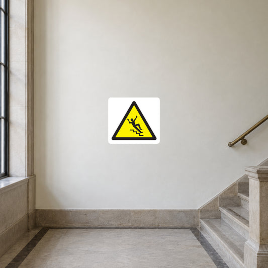 Non-slip stairs caution sticker with yellow triangle and warning icon