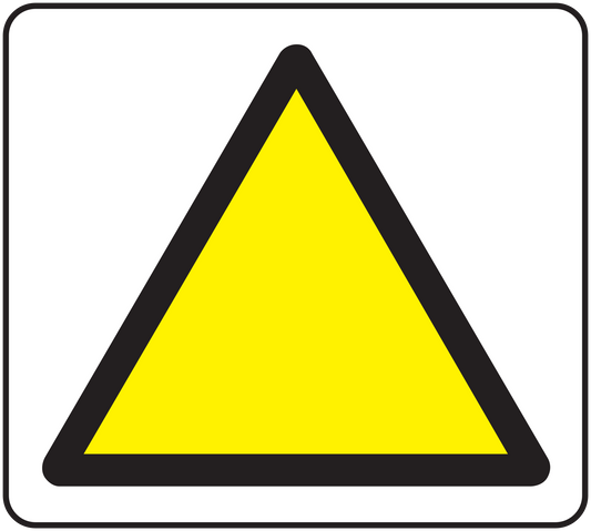 Caution triangle sticker with yellow center and thick black border