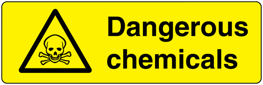 Dangerous chemicals rectangle sticker with skull warning symbol