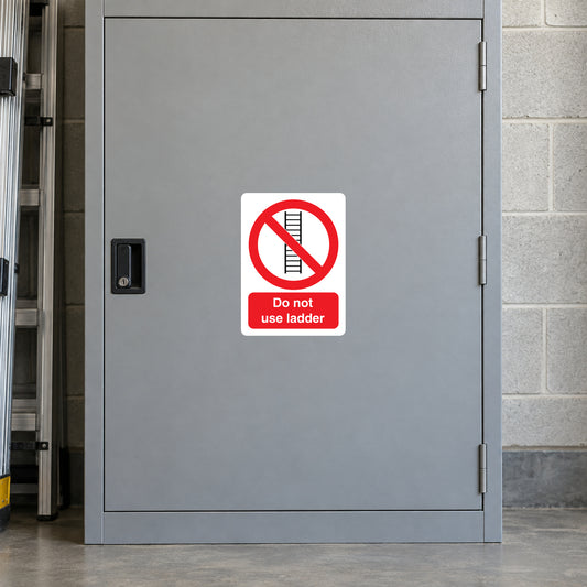 Do not use ladder warning sticker with red no-ladder symbol and text
