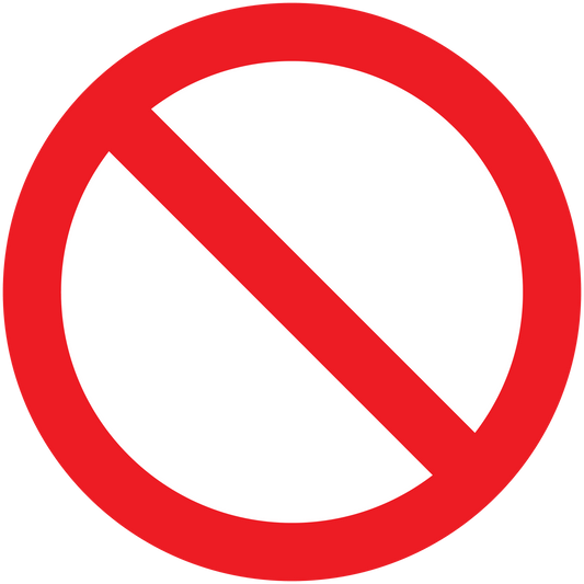 Red prohibition symbol with diagonal slash inside a circle