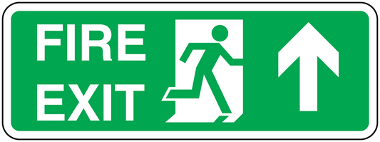 Fire exit door sticker, green with white FIRE EXIT text and arrows