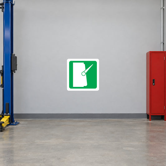 Slot machine icon sticker, square green background with white machine outline
