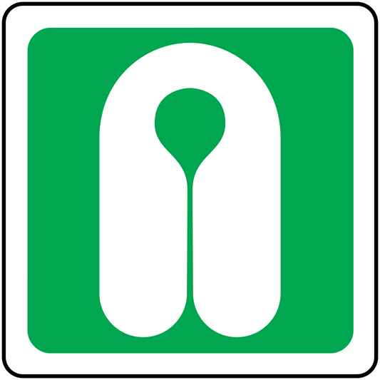 Green life jacket sticker with white life preserver icon