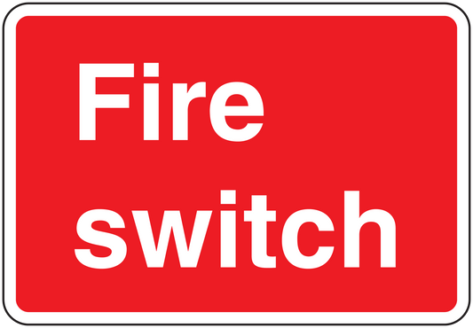 Red phone sticker with white 'Fire switch' text