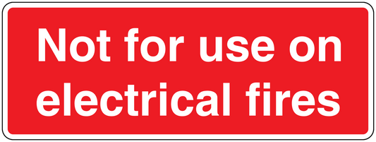 Safety sticker: 'Not for use on electrical fires'
