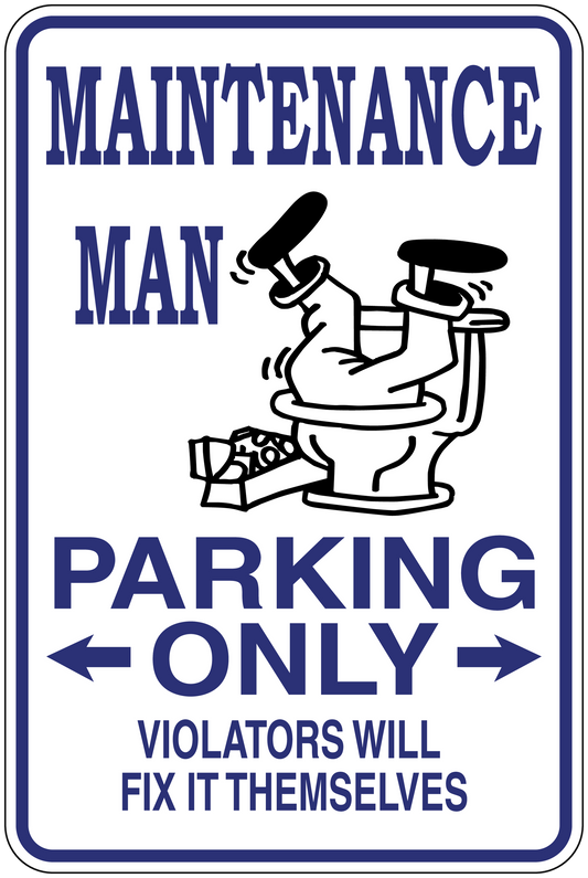 Parking only warning sticker with wrench icon and 'Violators will fix it themselves'