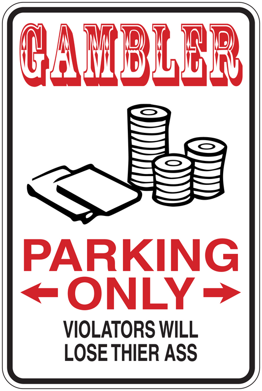 Parking only sticker with red 'GAME OVER', coin stacks, arrows, and violators message