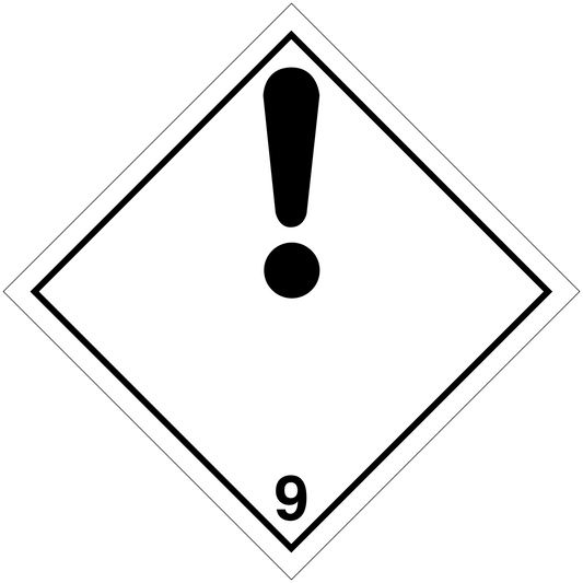 Hazard warning sign sticker: diamond with exclamation mark and number 9