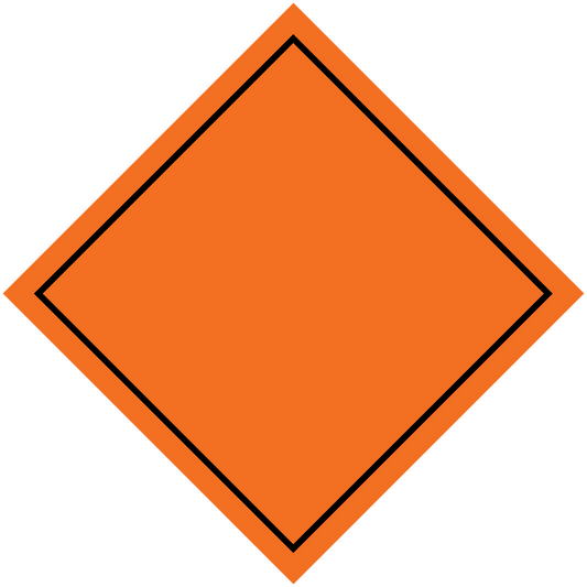 Hazard warning sign sticker, orange diamond with black border