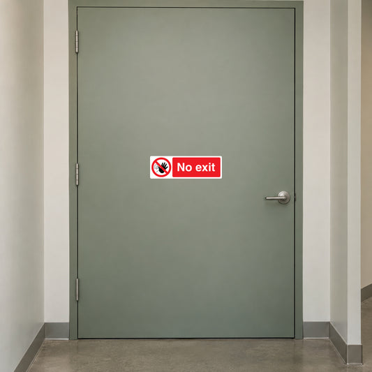Safety sign sticker with 'No exit' prohibition symbol