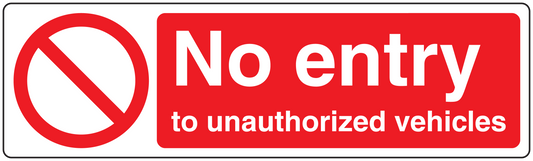 Safety sign sticker: red 'No entry' text with barred symbol