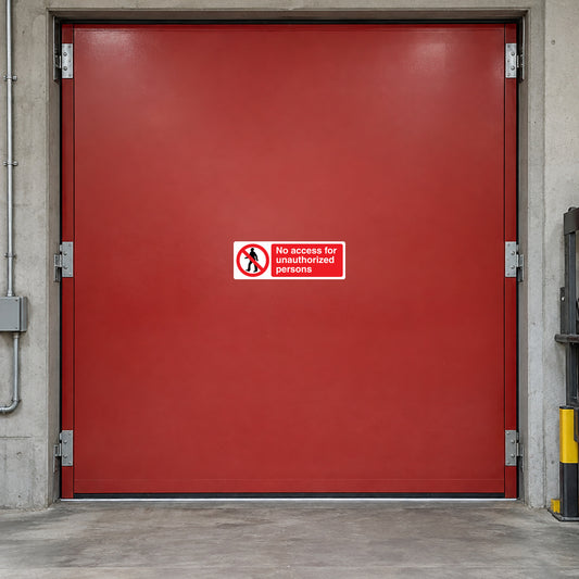 Safety sign sticker: No access for unauthorized persons