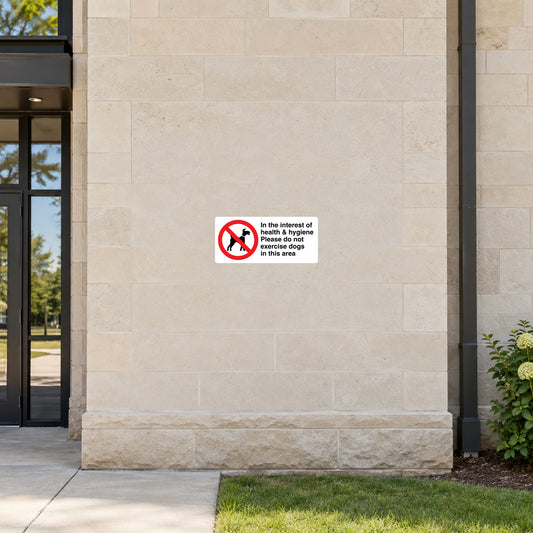 Round no-dogs sign sticker with red dog icon and prohibition slash
