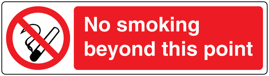 Red no smoking sign sticker with crossed cigarette icon and 'NO smoking beyond this point'