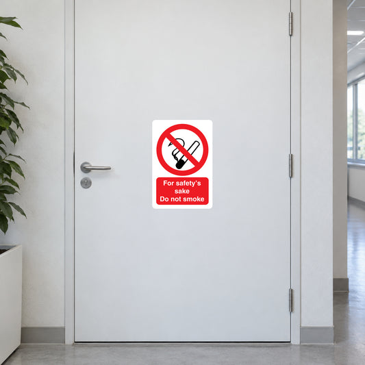 No smoking sign sticker with red crossed cigarette and “Do not smoke” text