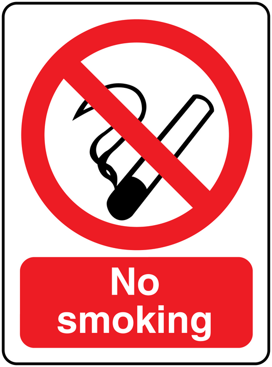 Red no smoking sign sticker with crossed-out cigarette icon and 'No smoking' text