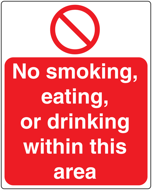 No smoking sign sticker with red background, white text, and red crossed cigarette symbol