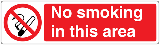No smoking sign sticker with no-smoking symbol and text "No smoking in this area".