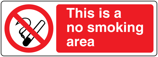 No Smoking sign sticker: crossed cigarette icon and text “no smoking area”