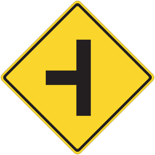Road sign sticker, yellow diamond with black border and left arrow symbol