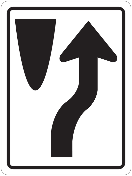 Road sign sticker with black left-turn arrow and right turn arrow on white square