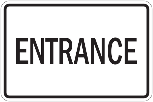 Road sign sticker with bold text 'ENTRANCE' and white border