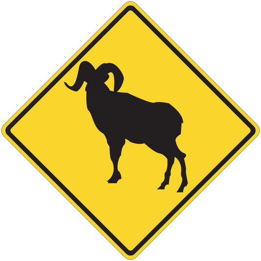 Yellow diamond road sign sticker with black bull silhouette