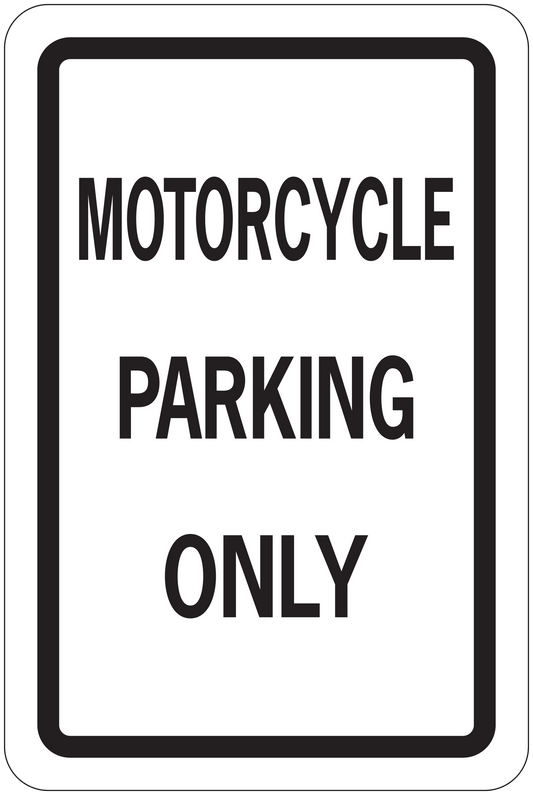 Road sign sticker with MOTORCYCLE PARKING ONLY text