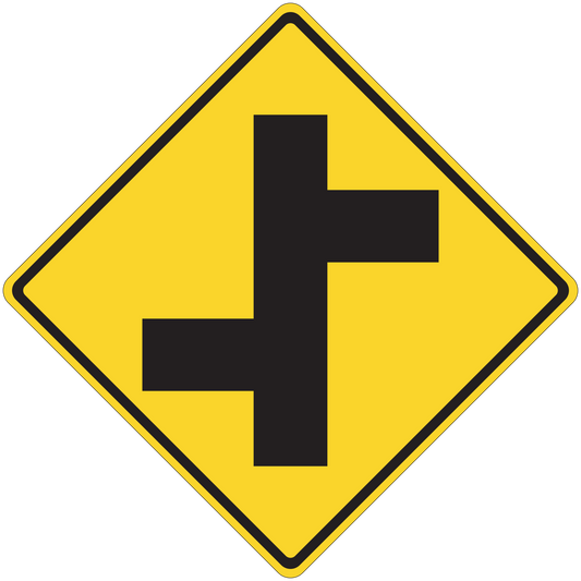 Yellow diamond road sign sticker with black arrow cross symbol