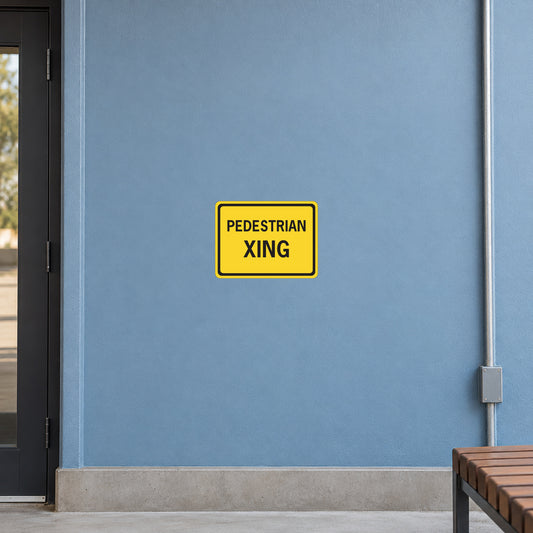 Pedestrian crossing road sign sticker: PEDESTRIAN XING