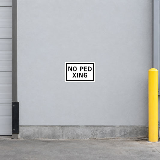 Road Sign Sticker applied to a roadside maintenance facility wall or closed cabinet