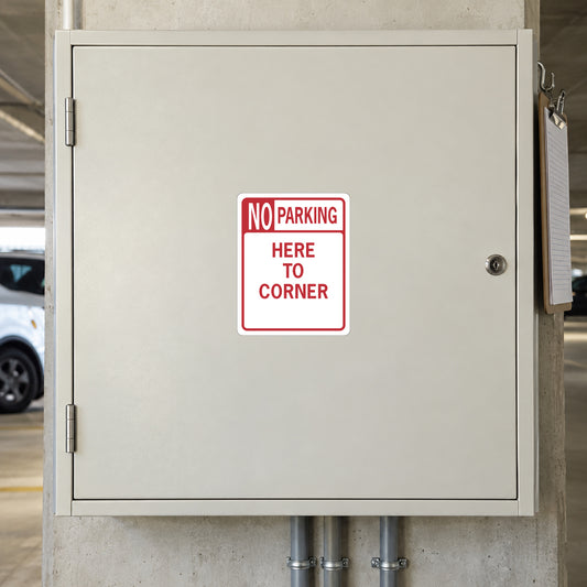 Road Sign Sticker applied to a roadside maintenance facility wall or closed cabinet