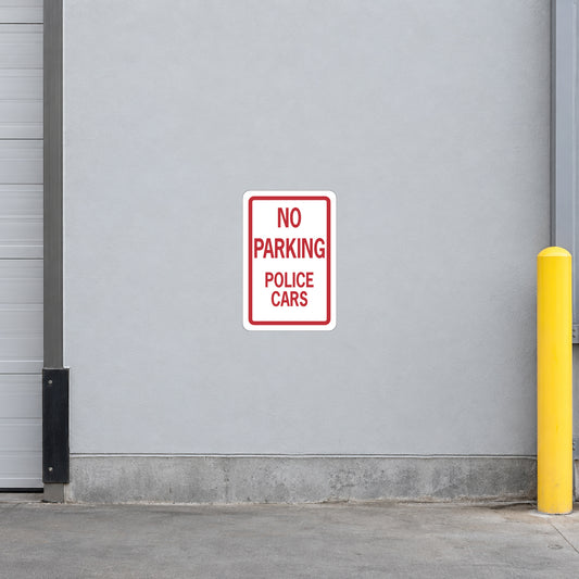 Road Sign Sticker applied to a roadside maintenance facility wall or closed cabinet