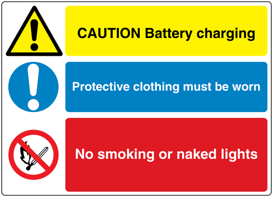 Safety sign sticker with caution triangle, exclamation, no smoking symbol and warning text