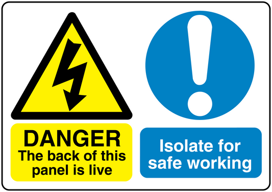 Safety sign sticker with warning triangle, exclamation icon, DANGER and isolate text