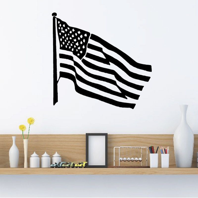 American flag wind decal with stars and striped pattern on a waving flag