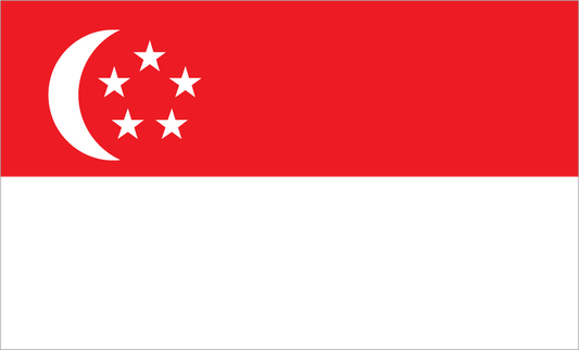 Singapore flag sticker with red field, white crescent and five stars