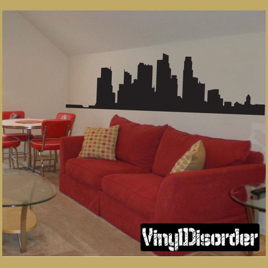 City skyline wall decal with black silhouette