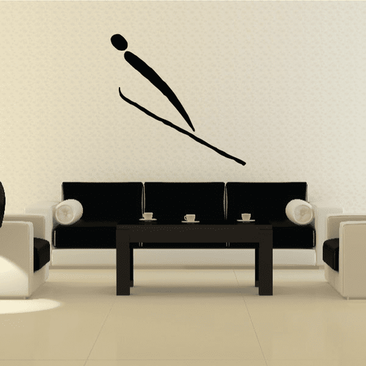 Skiing vinyl wall decal with crossed black skis